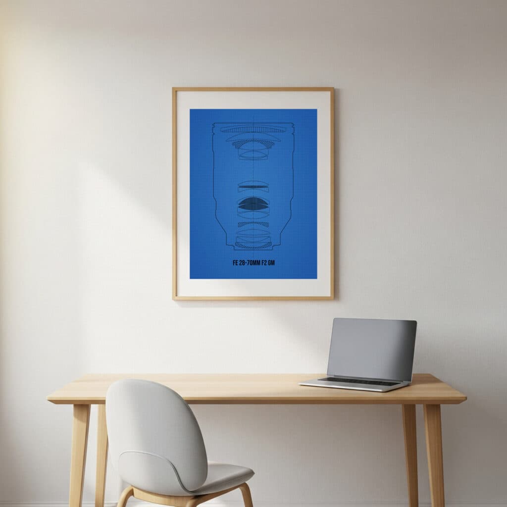 sony sel2870 objektiv blueprin mockup
