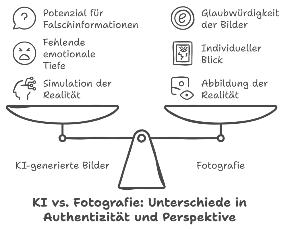 Schaubild zum Vergleich von KI-Bild und Fotografie