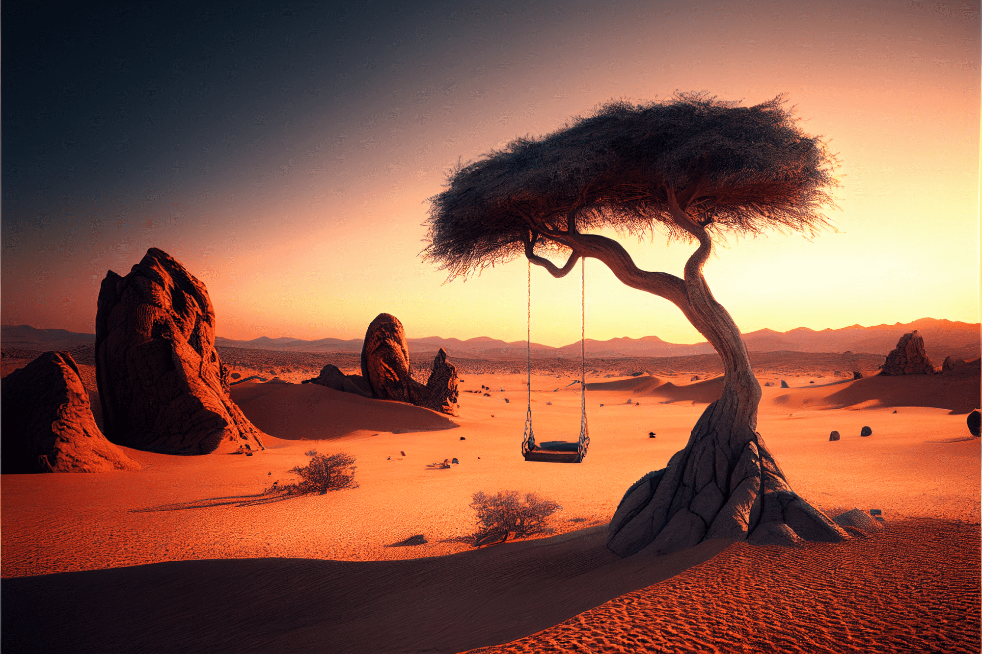 stan87 tree in a desert with stone monuments in background swin e9708703 0f87 430d 8f0b d05d04f379ed