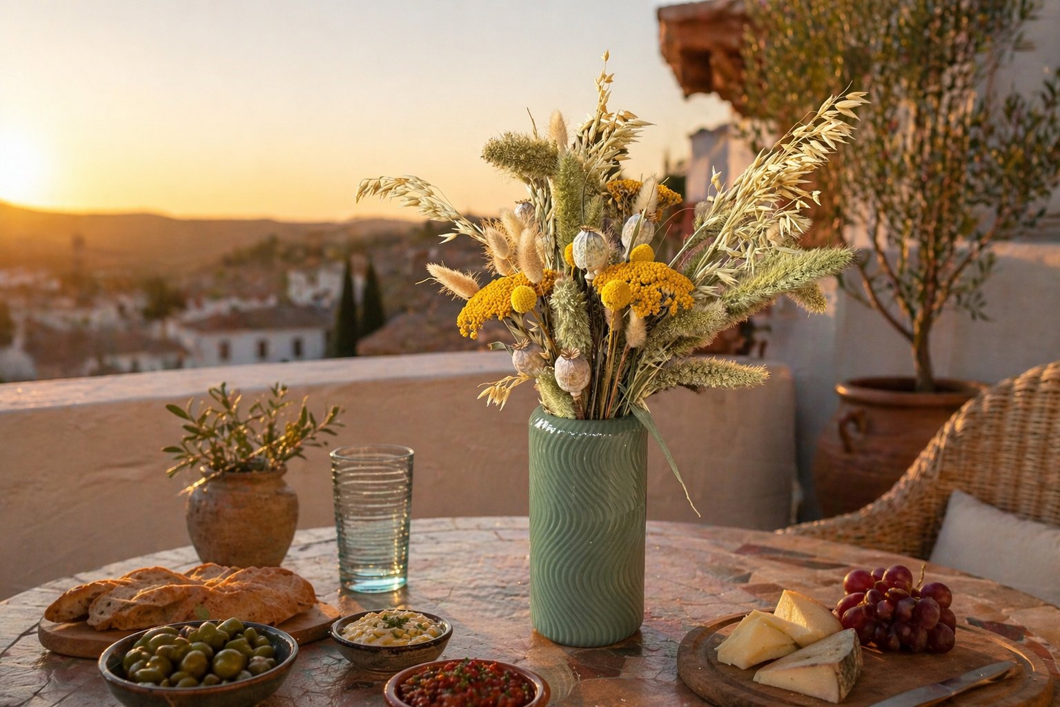 Das Ergebnis: Alle Details der Vase und Blumen originalgetreu erhalten, Kontext komplett neu