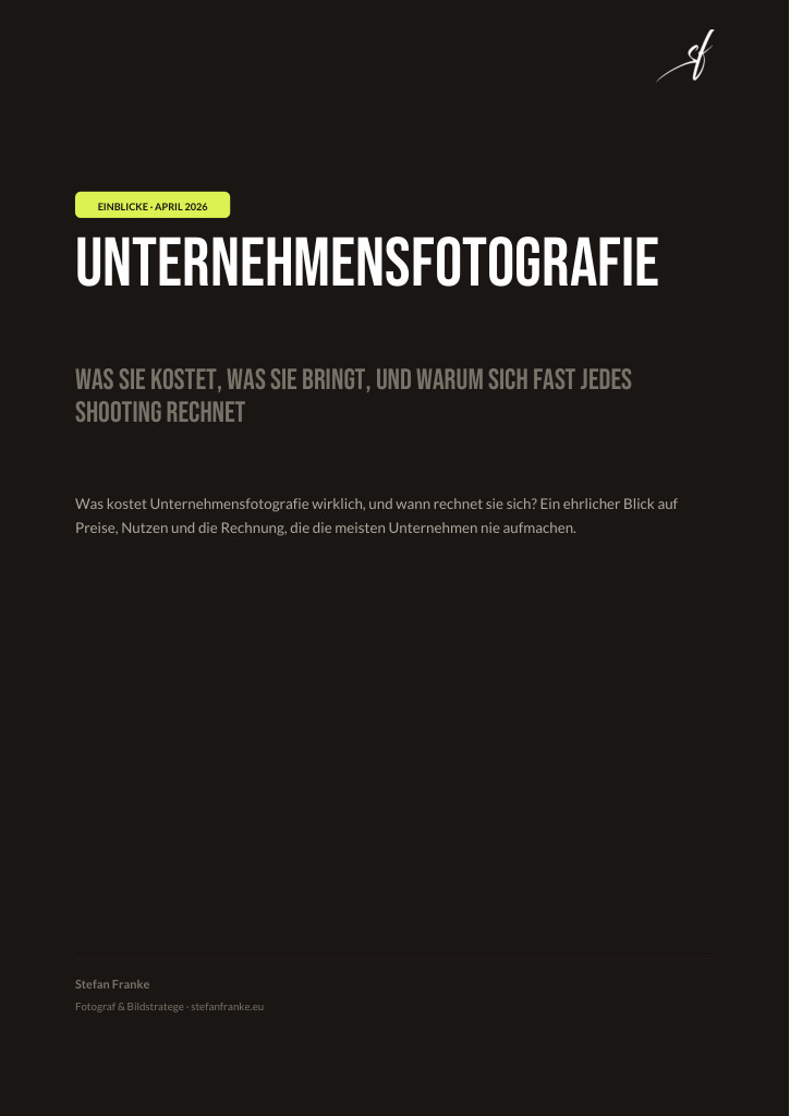 PDF-Cover: Unternehmensfotografie, B2B-Paper von Stefan Franke