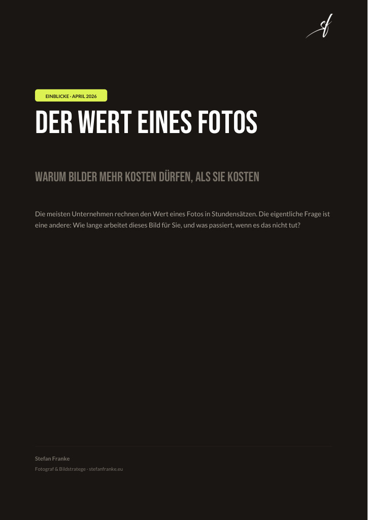 PDF-Cover: Der Wert eines Fotos, B2B-Paper von Stefan Franke